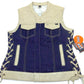 NEW MFG First Womans Light Tan Leather & Denim Vest Small L010-S