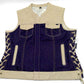 NEW MFG First Womans Light Tan Leather & Denim Vest Large L010-L