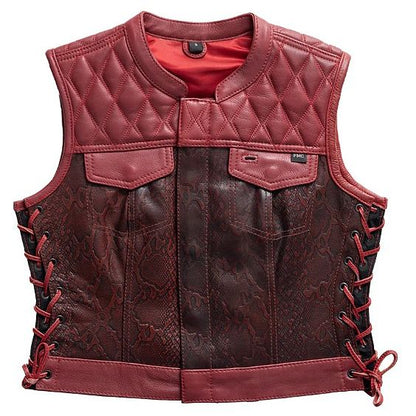 NEW MFG First Womans Lilith Red Snakeskin Leather Vest Large L012-L