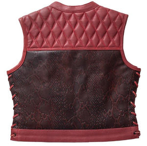 NEW MFG First Womans Lilith Red Snakeskin Leather Vest Large L012-L