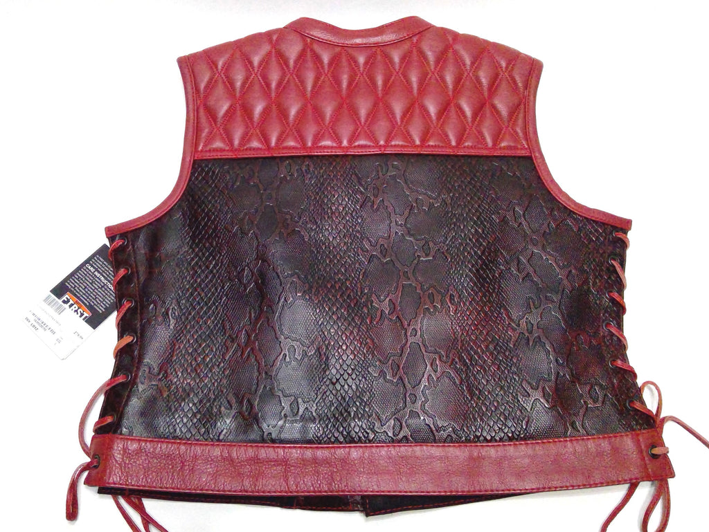 NEW MFG First Womans Lilith Red Snakeskin Leather Vest Extra Large