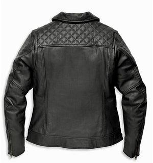 New Harley Women's Biker Bezel Collar Leather Jacket Black Small 97006-22VW