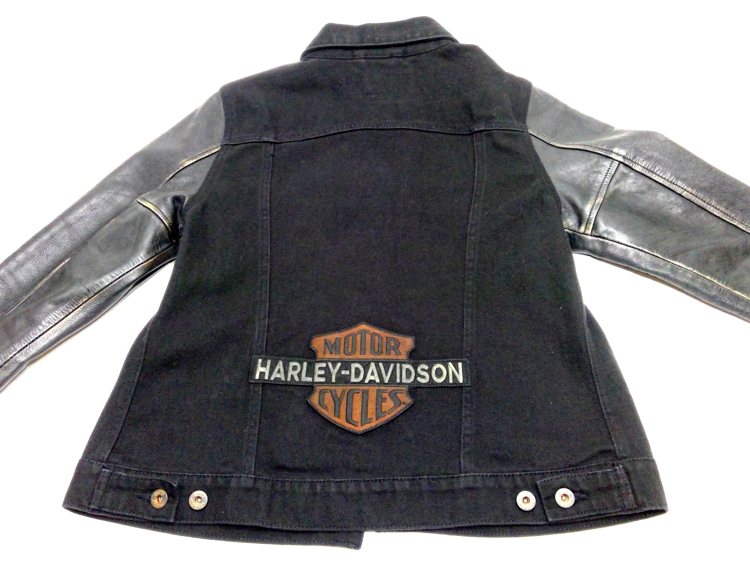 Harley davidson denim outlet and leather jacket