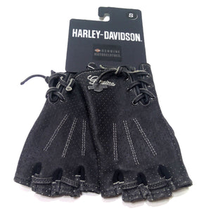 Harley-Davidson Women's Distressed Perforated Fingerless Gloves Small 98380-17VW