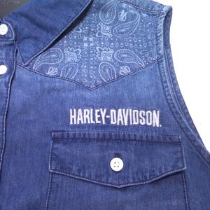 NEW Women Harley-Davidson Liberty Bell Sleeveless Denim Shirt XLarge 96662-22VW